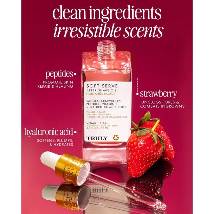 SOFT SERVE After Shave Oil – Vainilla & Fresa 3.1 FL onz / 90 ml