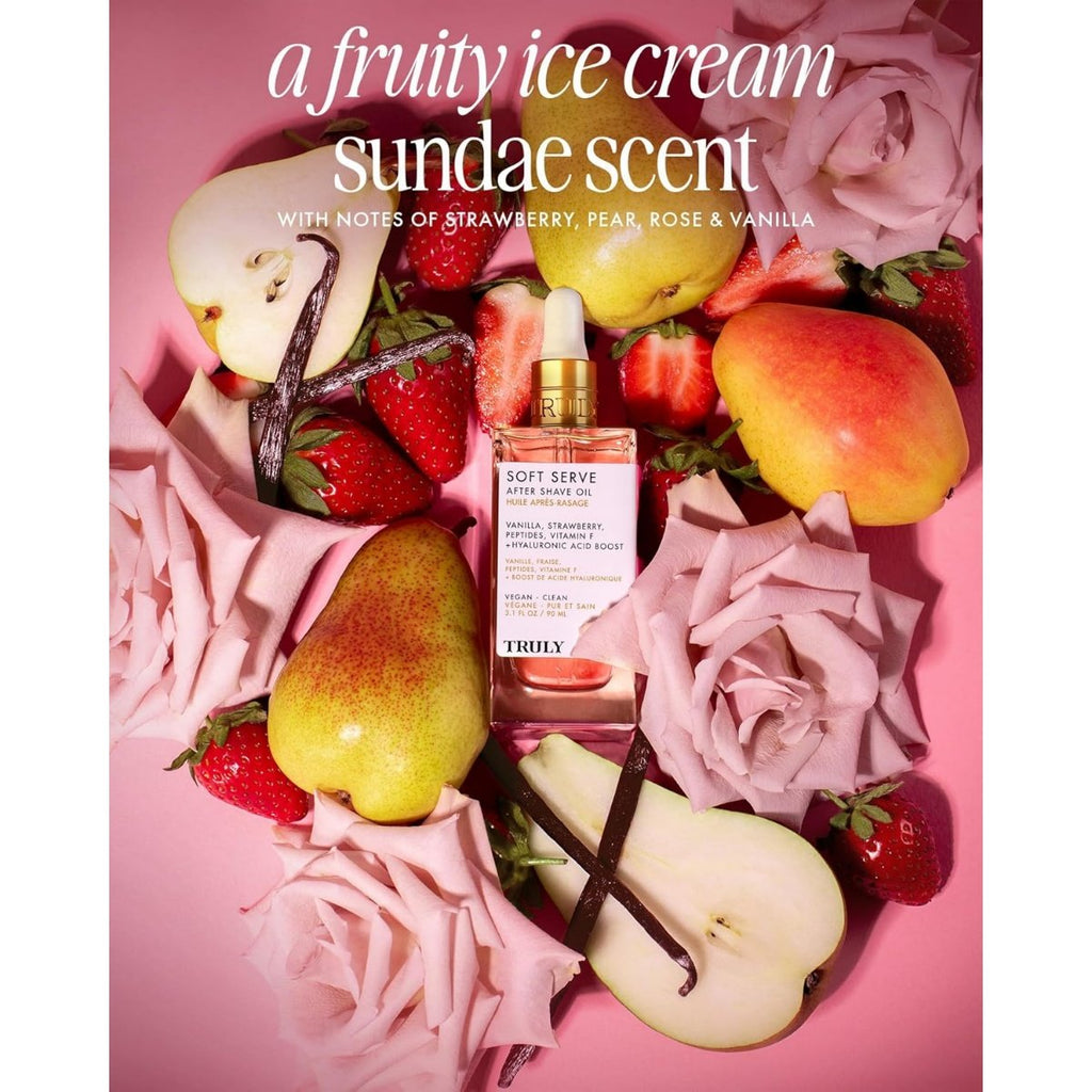 SOFT SERVE After Shave Oil – Vainilla & Fresa 3.1 FL onz / 90 ml